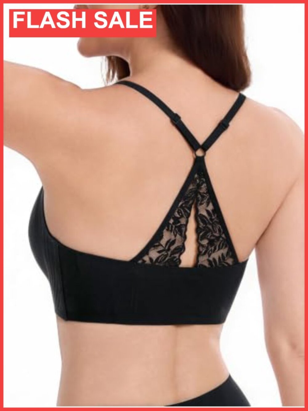 Women's Wireless Jelly Bra Seamless Lace Racerback Bralette Deep V